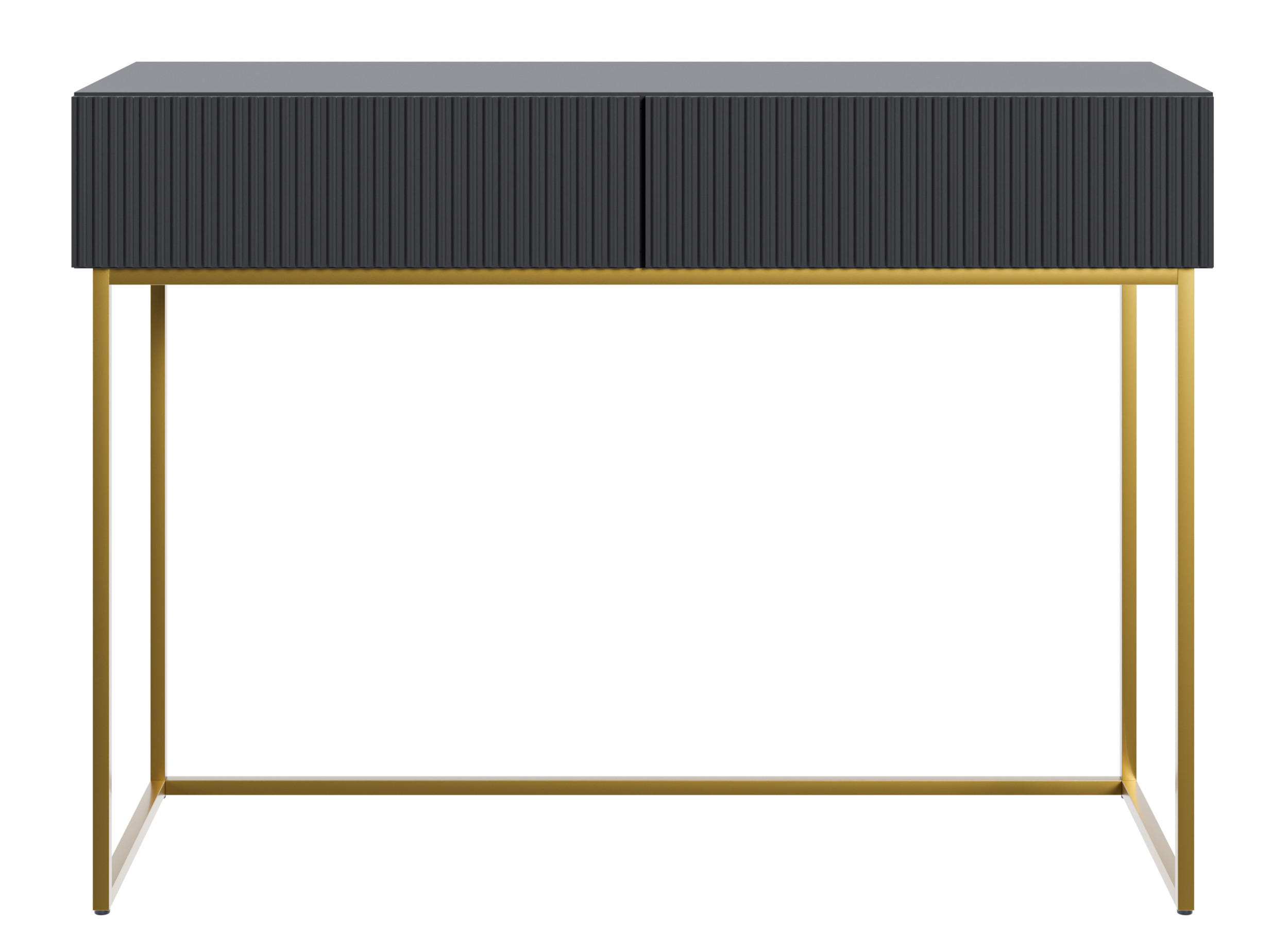 SCHMINKTISCH Veldio Schwarz mit goldenen Beinen 110 cm - Goldfarben/Schwarz, Holzwerkstoff/Metall (110/79/40cm) - Selsey