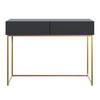 SCHMINKTISCH Veldio Schwarz mit goldenen Beinen 110 cm - Goldfarben/Schwarz, Holzwerkstoff/Metall (110/79/40cm) - Selsey
