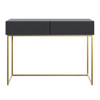 SCHMINKTISCH Veldio Schwarz mit goldenen Beinen 110 cm - Goldfarben/Schwarz, Holzwerkstoff/Metall (110/79/40cm) - Selsey