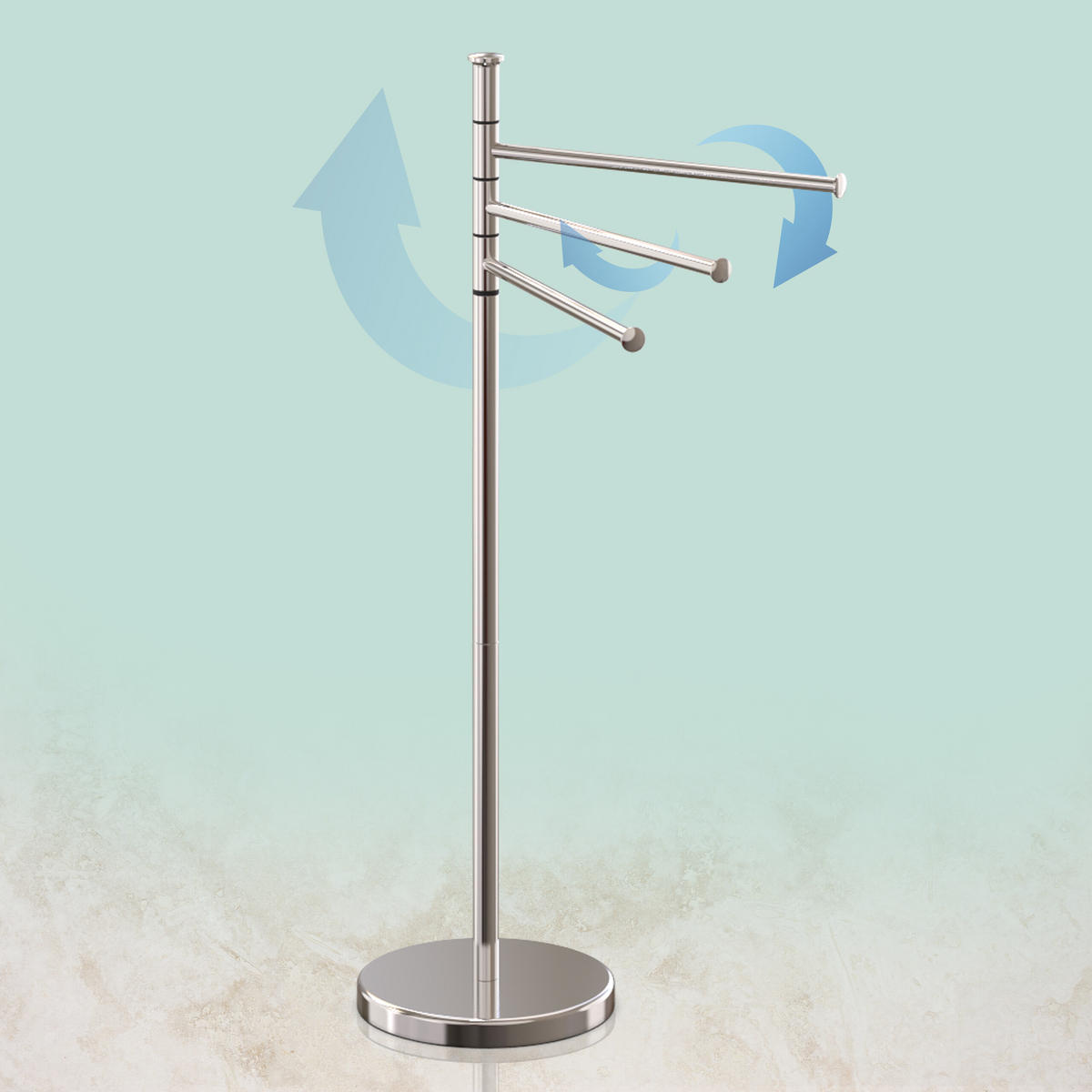 DRŽIAK na uteráky - strieborná, kov/plast (42/85.5/22cm) - Relaxdays