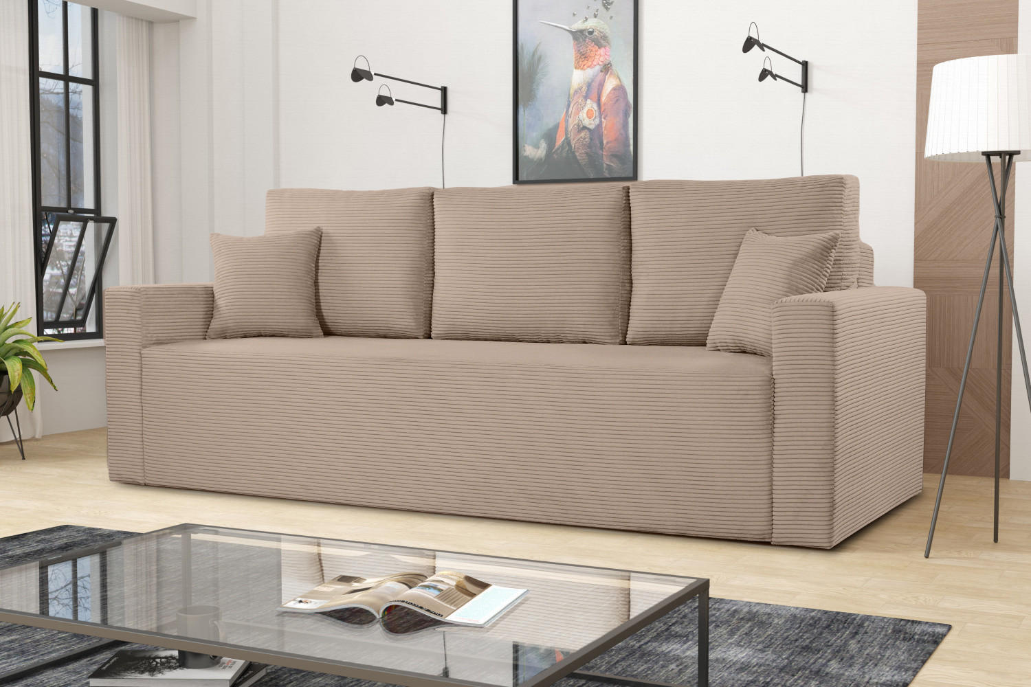 SCHLAFSOFA ZOOM Mit Bettkasten Stoff Zoom Toffee - Hellbraun, Holz/Textil (227/90/92cm) - Kaiser Möbel