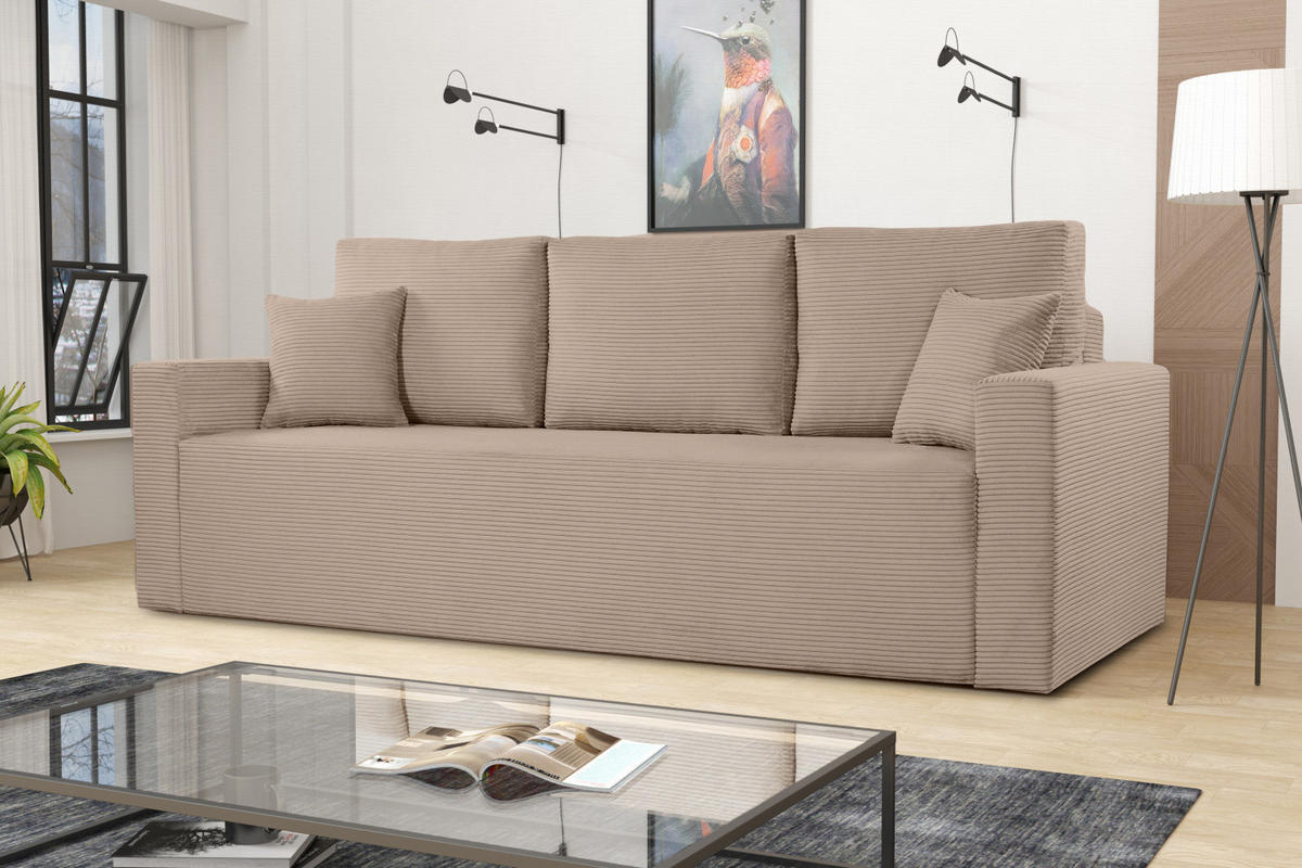 SCHLAFSOFA ZOOM Mit Bettkasten Stoff Zoom Toffee - Hellbraun, Holz/Textil (227/90/92cm) - Kaiser Möbel