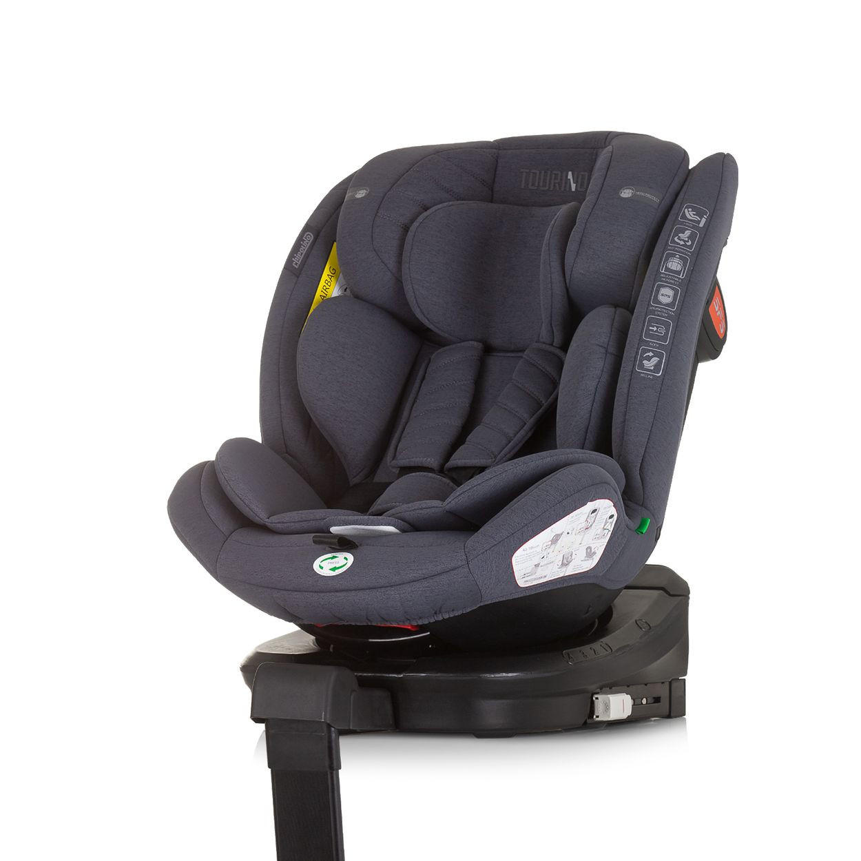 KINDERSITZ Tourino i-Size (40-150cm) dunkelgrau Isofix, höhenverstellbar, Stützbein, drehbar - Dunkelgrau, Kunststoff (46/78/49cm) - Chipolino
