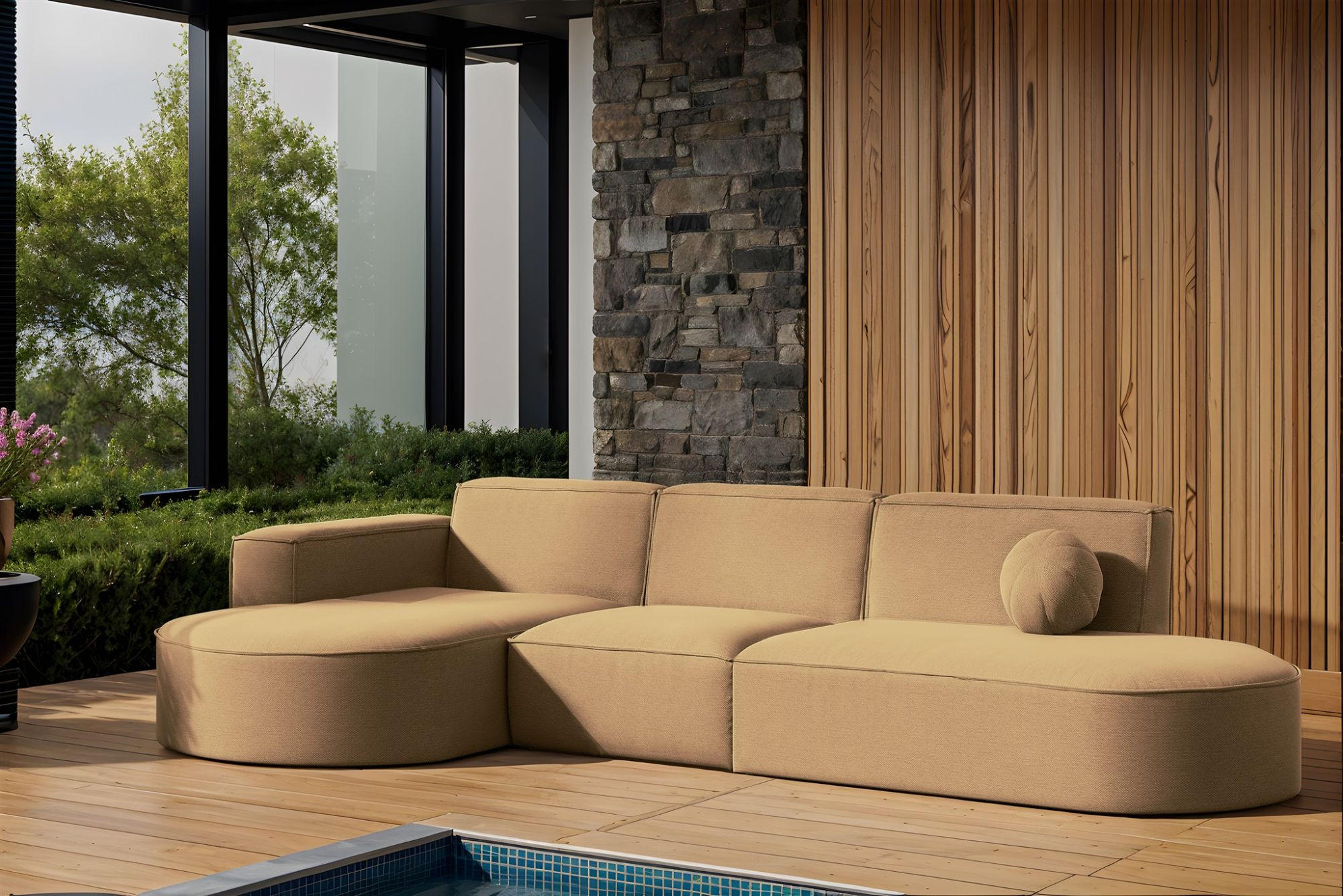 ECKSOFA Sunday - Braun, Holzwerkstoff (296/78/165cm) - Fun Möbel