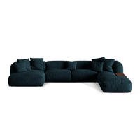 PANORAMASOFA modular rechts Martina aus Samt dunkel petrol 5 Sitzplätze - Petrol, Textil (280/75/406cm) - Micadoni