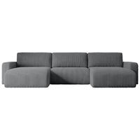 WOHNLANDSCHAFT mit Schlaffunktion und Bettkasten KLEEA-U - 347x143x83 cm Dunkelgrau Cord - Dunkelgrau/Schwarz, Holzwerkstoff/Kunststoff (347/83/143cm) - ALTDECOR