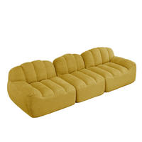 3-SITZER Modulsofa aus Granuliertem Fleece mit boneless Design Gelb - Gelb, Textil (104/79/288cm) - Modenvie