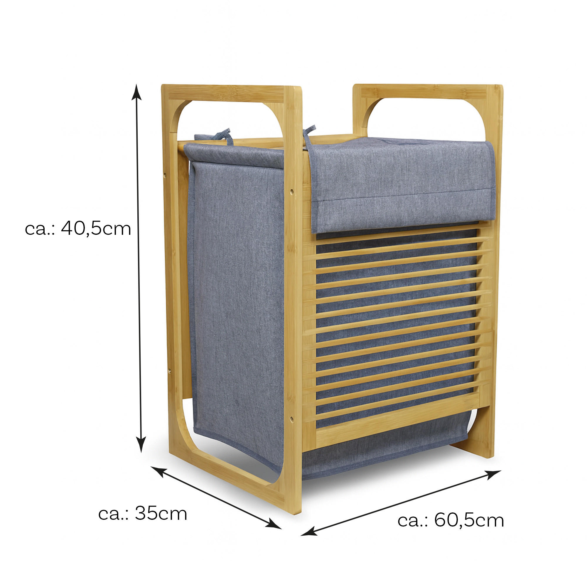 WÄSCHEKORB Bambus 40x35x60 cm - Grau, Naturmaterialien (40/60/35cm) - Bestlivings