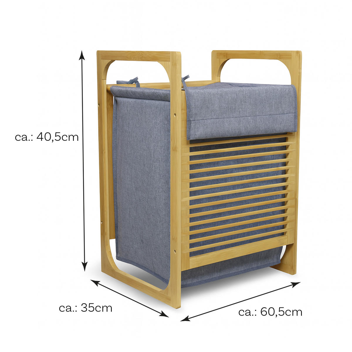 WÄSCHEKORB Bambus 40x35x60 cm - Grau, Naturmaterialien (40/60/35cm) - Bestlivings