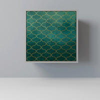 SIDEBOARD TESSELATED GREENERY, Grau, 57,5x42x57,5 cm, Ohne Füße - Multicolor/Grau, Holzwerkstoff (57.5/57.5/42cm) - SpaceRebels