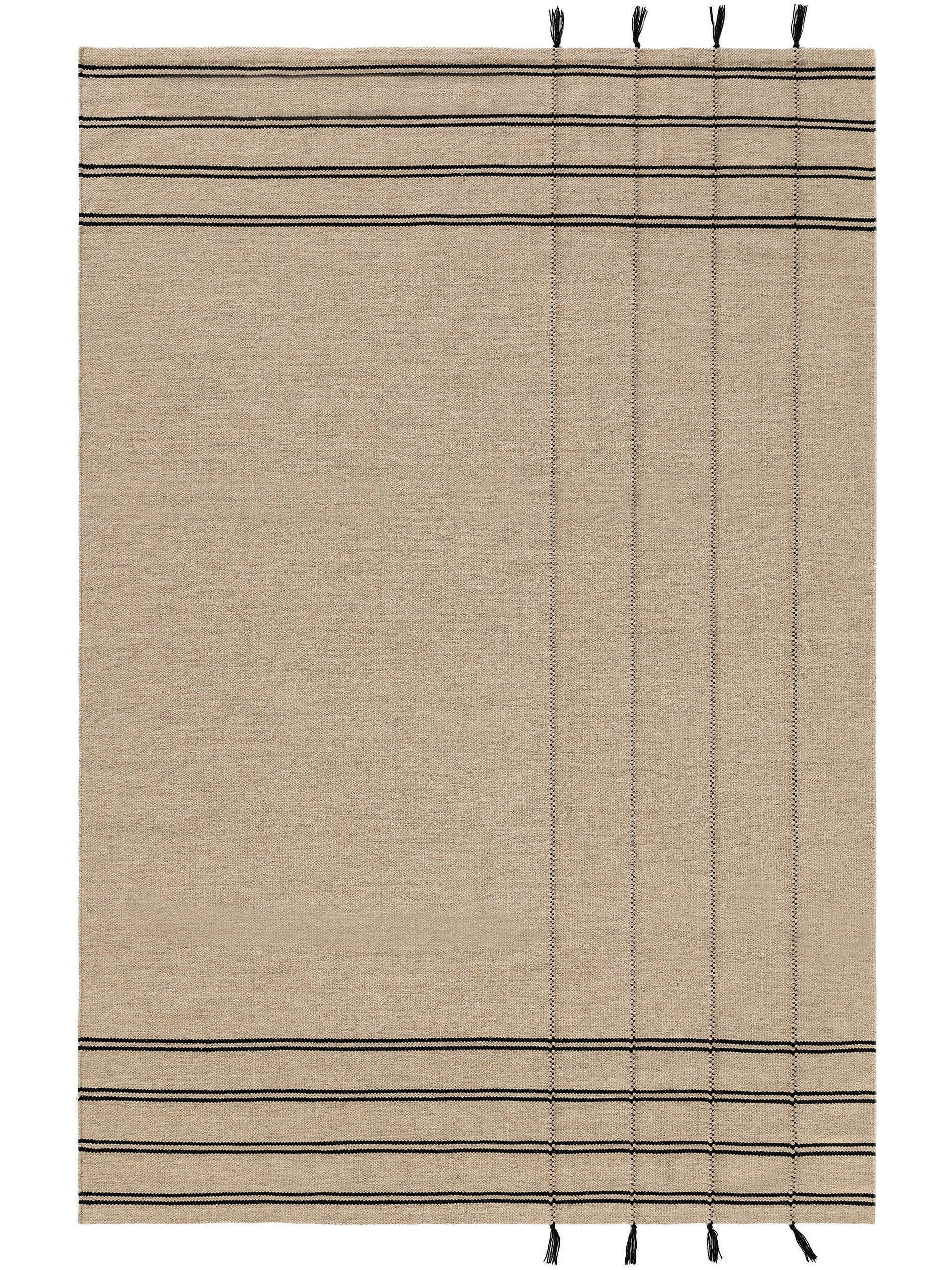 WOLLTEPPICH Kambiz Beige/Schwarz 250x350 cm - Beige, Textil (250/350cm) - benuta Pure