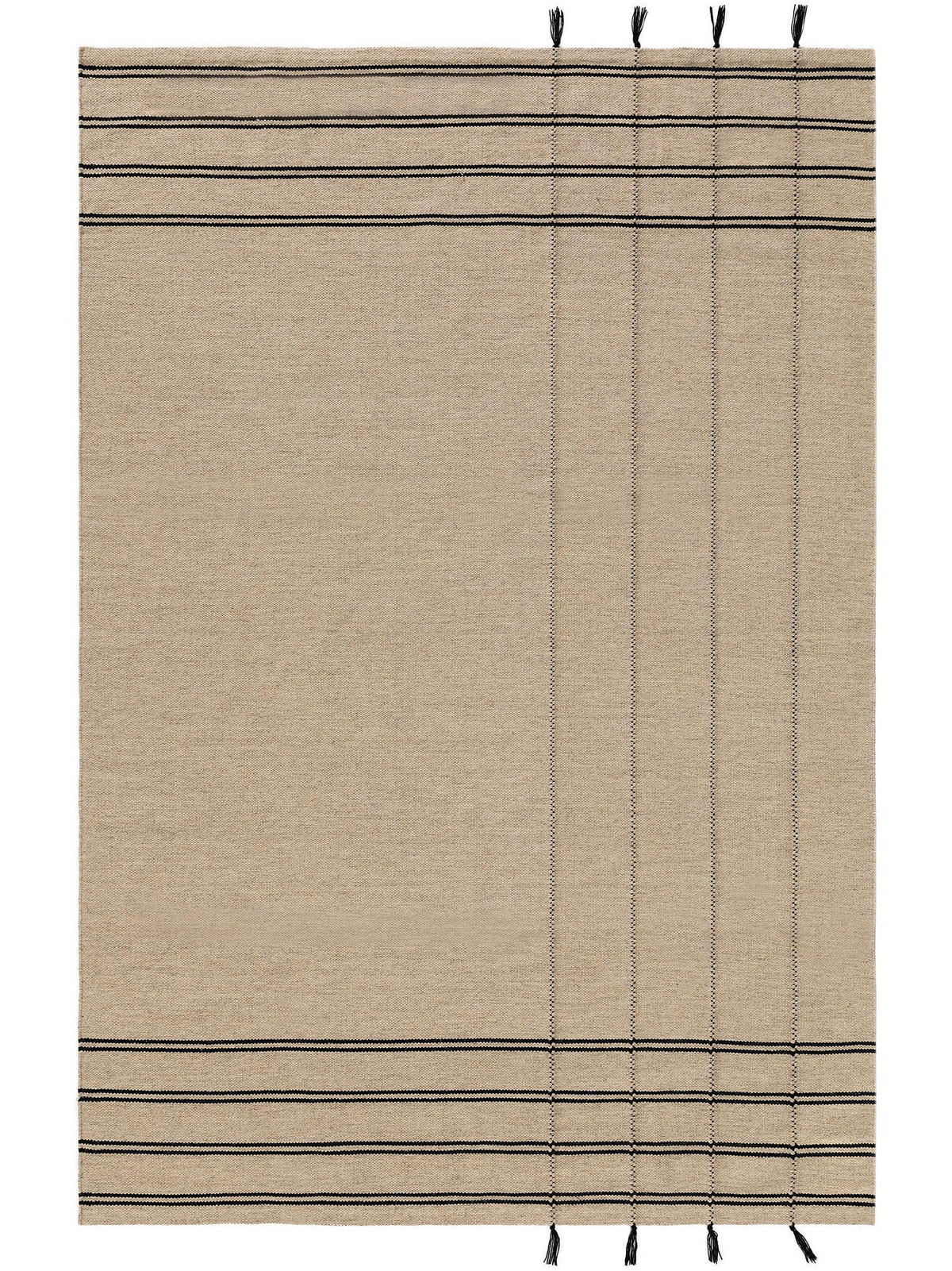 WOLLTEPPICH Kambiz Beige/Schwarz 250x350 cm - Beige, Textil (250/350cm) - benuta Pure