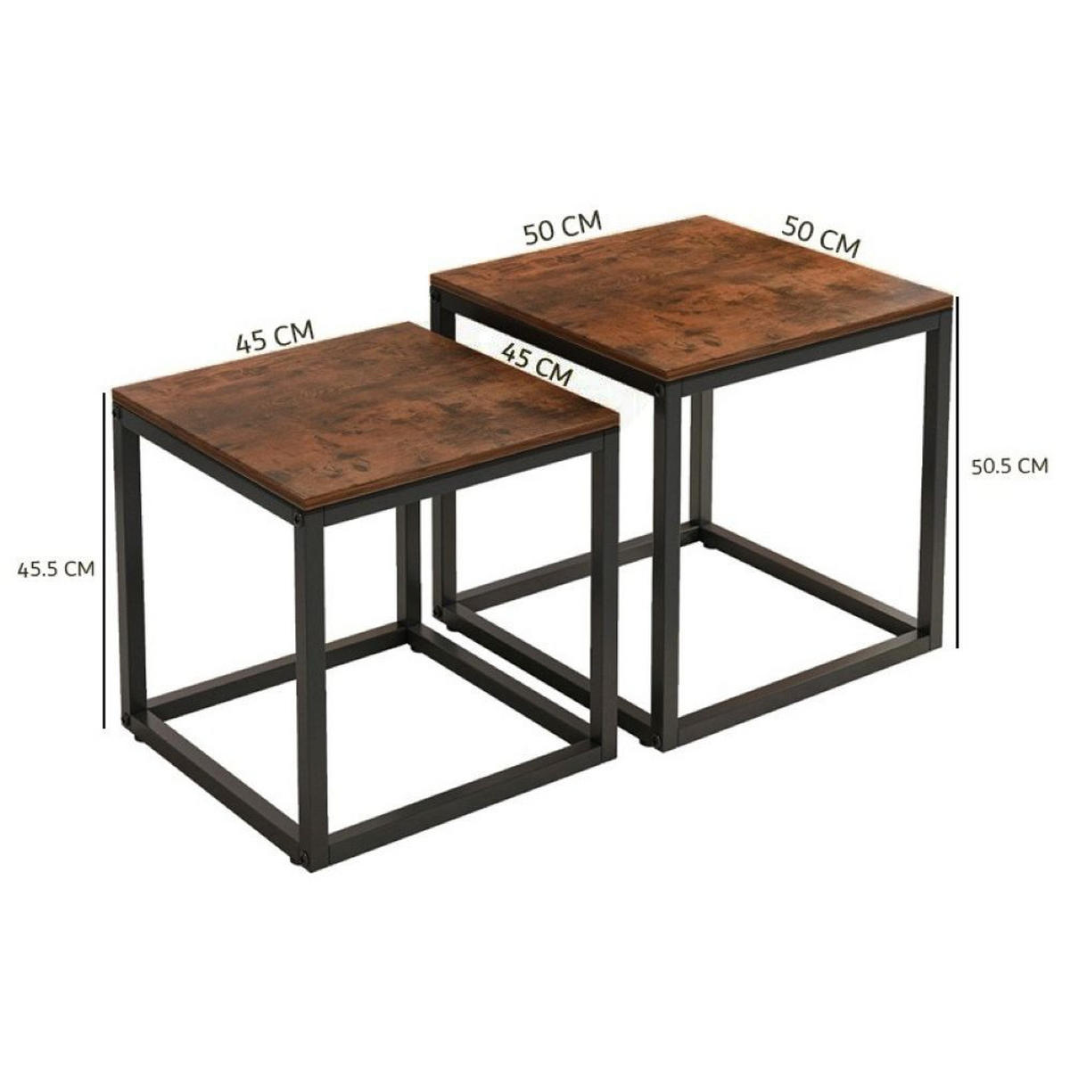 COUCHTISCH 2er-Set, braun, 50/50/50,5 cm und 45/45/45,5 cm - Braun, Holzwerkstoff (50/50/50.5cm)