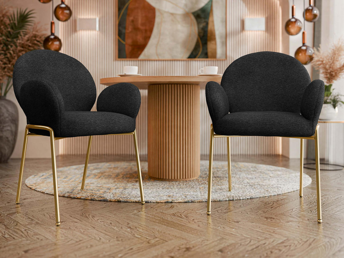 STUHL-SET Muz DC-1261/GL - Goldfarben/Schwarz, Textil/Metall (63/86/64cm) - MIRJAN24