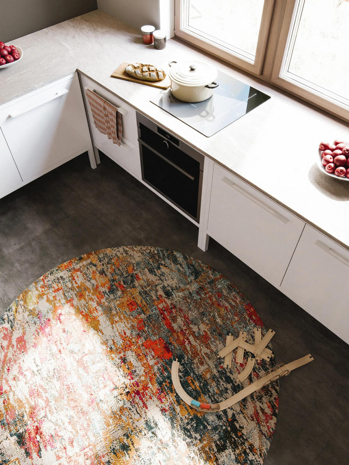 TEPPICH Casa Multicolor ø 200 cm rund - Multicolor, Naturmaterialien/Textil (200/200cm) - benuta