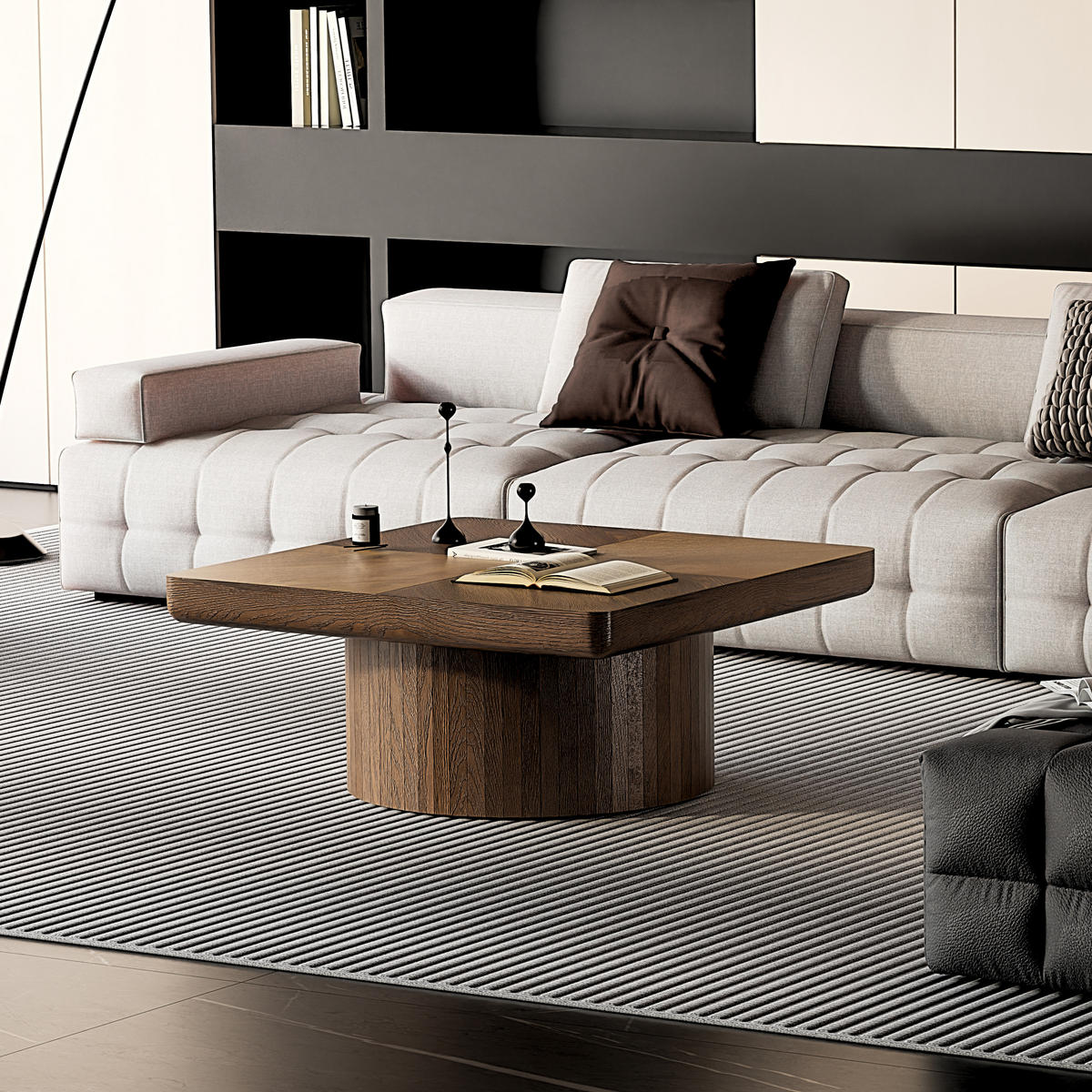 COUCHTISCH Walnuss quadratisch Parkett-Muster 78/78/38 cm - Walnussfarben, Holz (78/78/38cm) - PANGIVO
