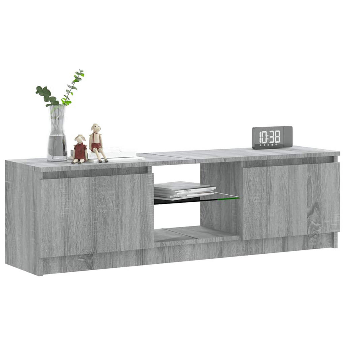 TV-SCHRANK Mit Led-Leuchten Grau Sonoma 120/30/36 Cm - Grau, Holzwerkstoff (30/36/120cm) - vidaXL