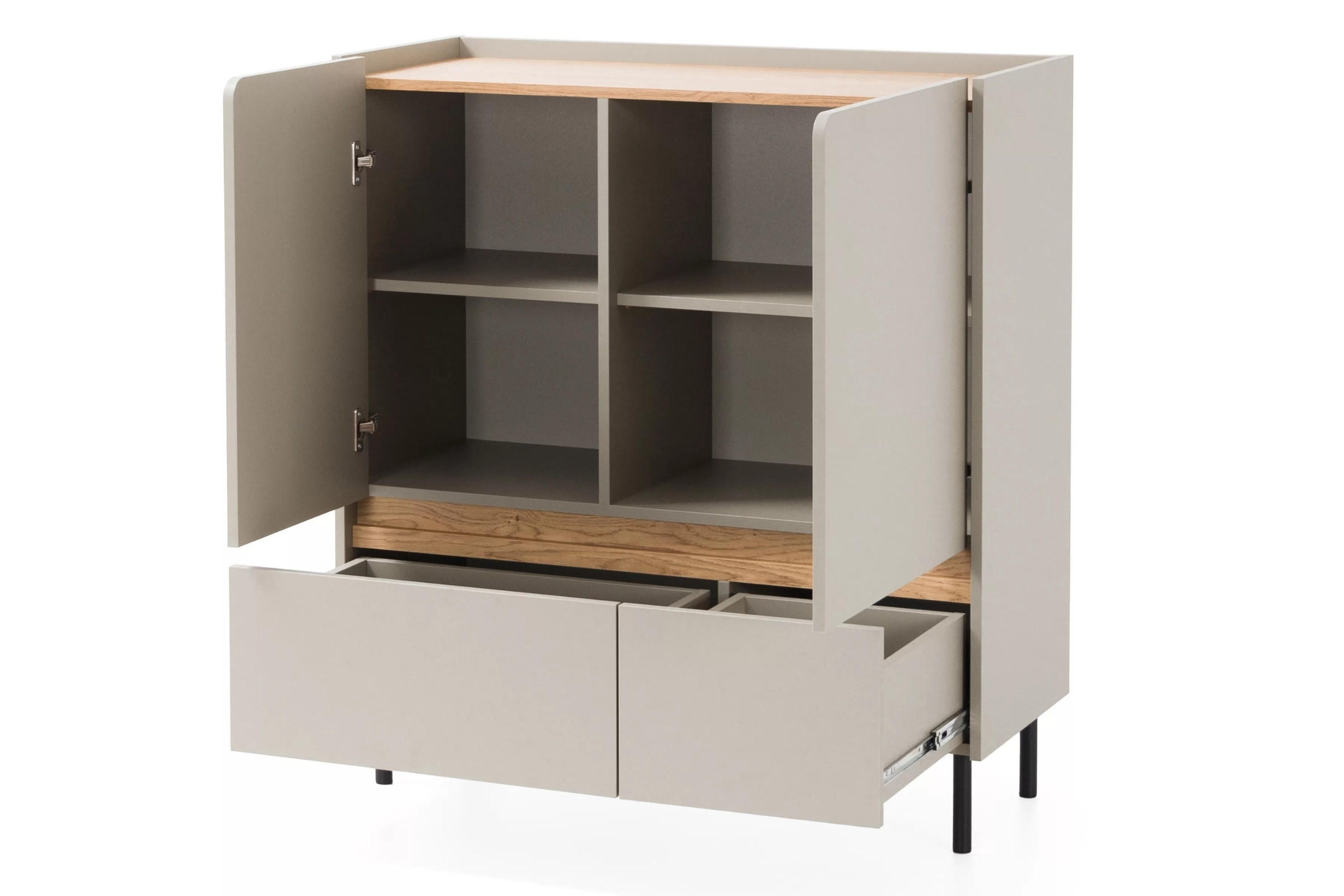 KINDERKOMMODE LIBU 09 95/40/105 in Sandbeige / Geölte Eiche - Eichefarben/Beige, Holzwerkstoff (95/105/40cm) - Deine Möbel 24