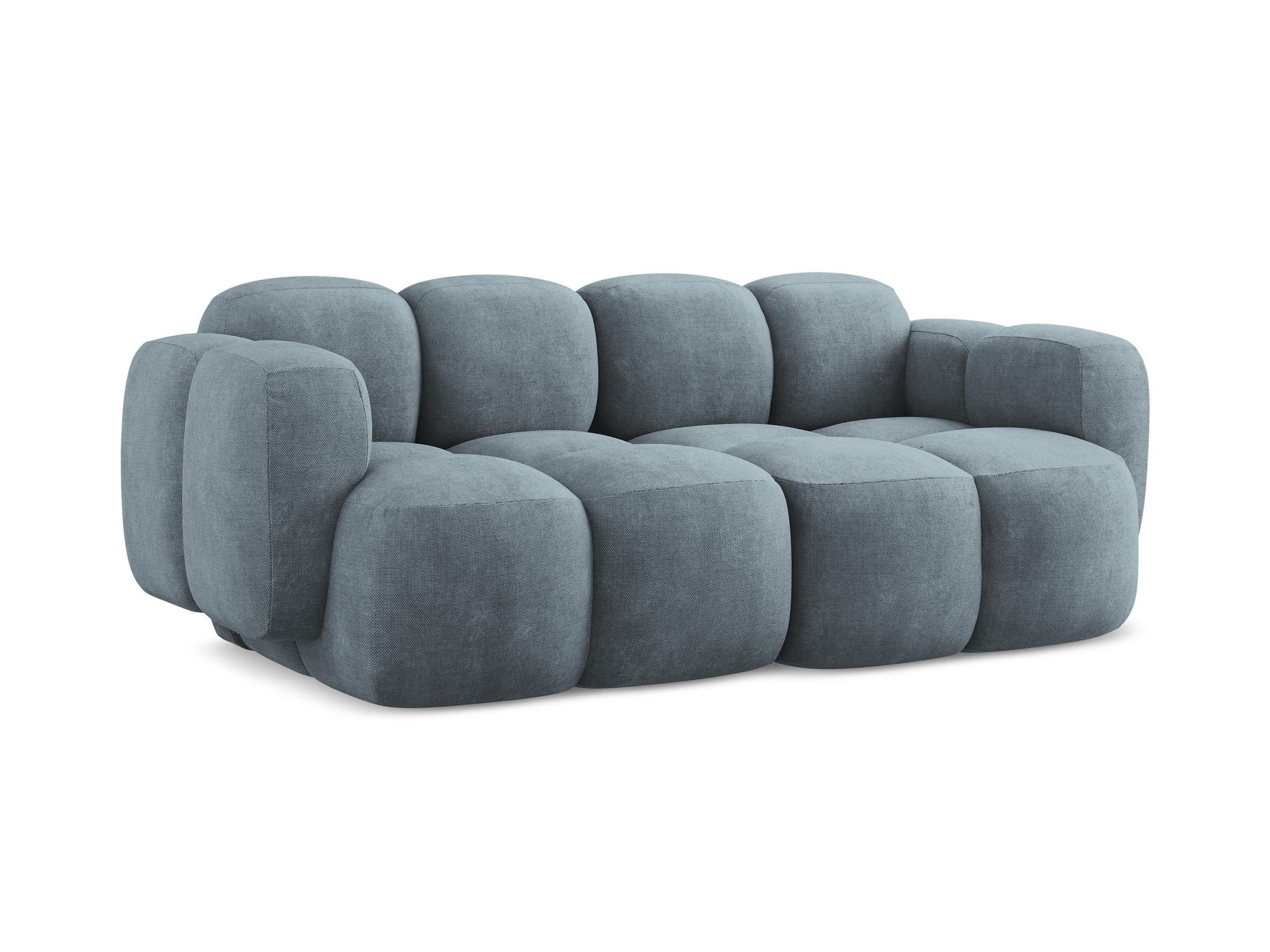 2-SITZER SOFA Chenille Stoff Blau - Pastellblau/Schwarz, Holzwerkstoff/Kunststoff (210/72/115cm) - Makamii