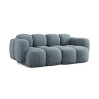 2-SITZER SOFA Chenille Stoff Blau - Pastellblau/Schwarz, Holzwerkstoff/Kunststoff (210/72/115cm) - Makamii