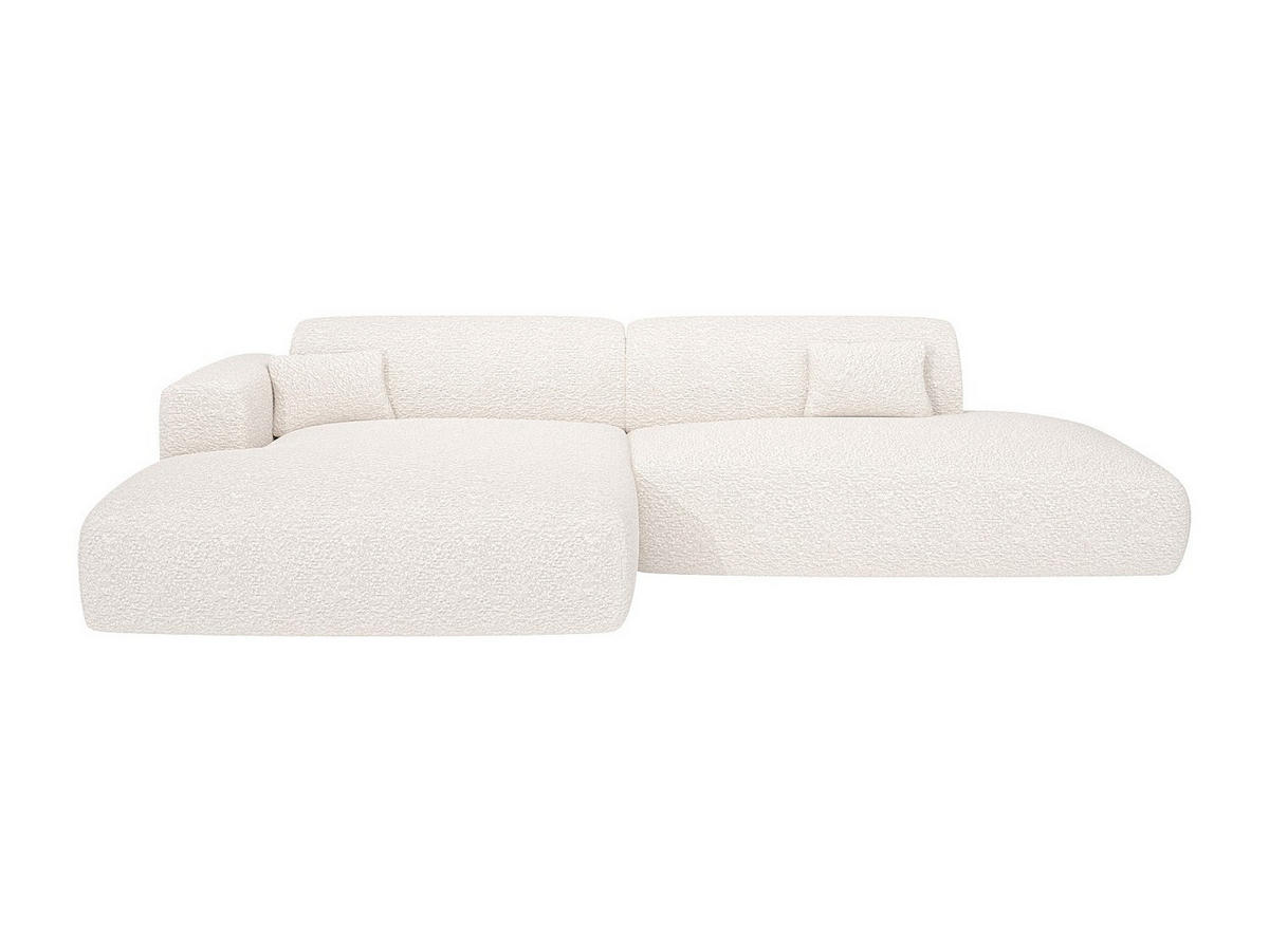 ECKSOFA - Ecke links - offenes Ende - Bouclé-Stoff - Weiß - POGNI - Weiß, Textil (300/160cm) - Vente-Unique