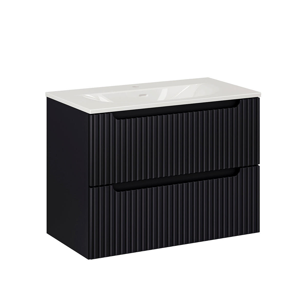 BADMÖBEL 80cm Riva 2er-Set Schwarz - Schwarz, Holzwerkstoff (80/57/40cm) - Petits-meubles