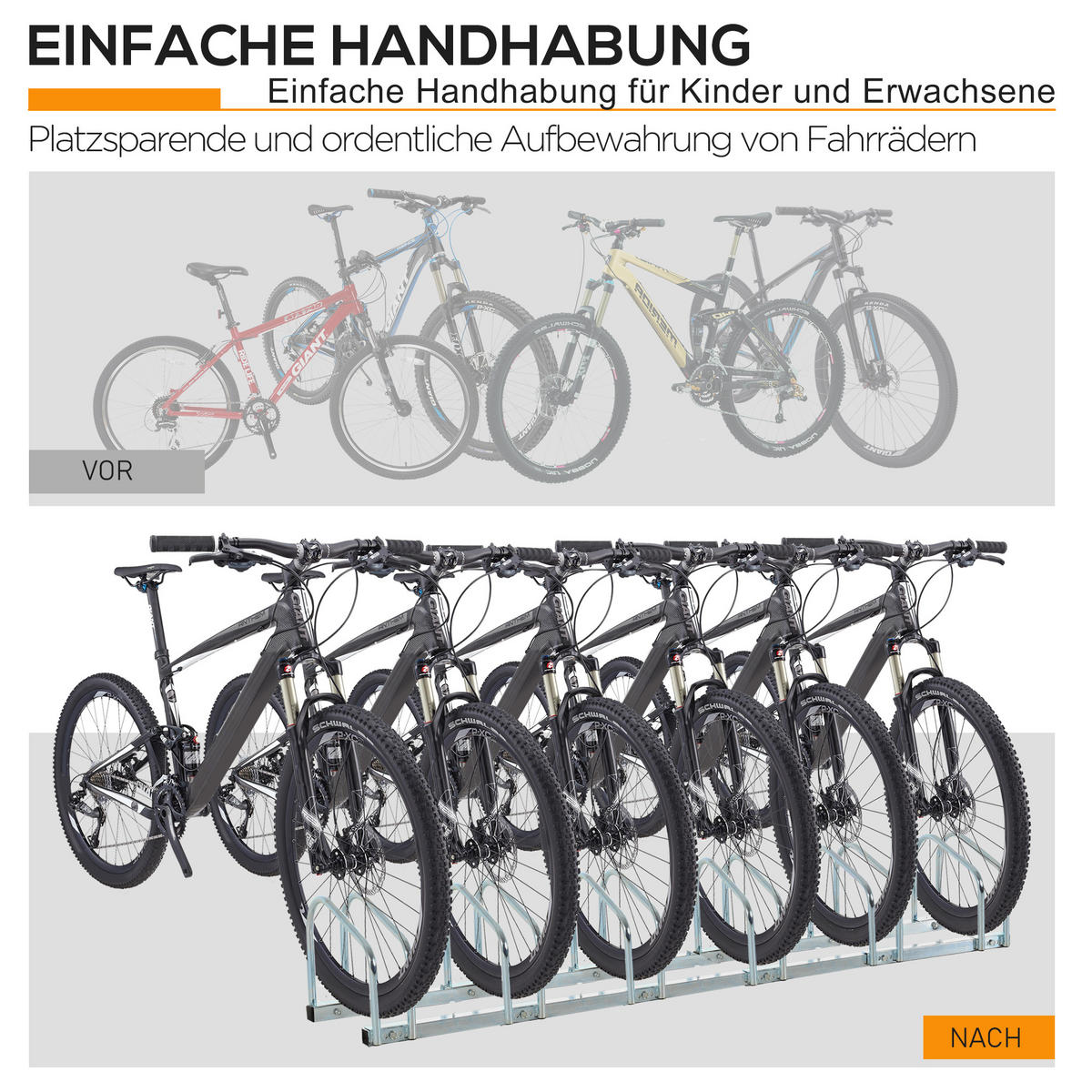 FAHRRADSTÄNDER, Stahl, Silber, 179L x 33B x 27H cm - Silberfarben, Metall (33/27/179cm) - HOMCOM