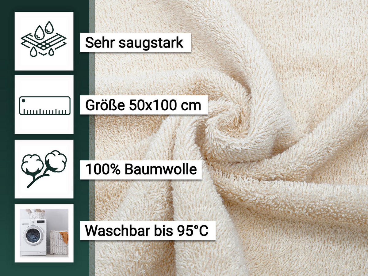 HANDTÜCHER, 10er-Set, 50x100 cm, 100% Baumwolle, Braun - Creme, Textil (50/100cm) - Zollner
