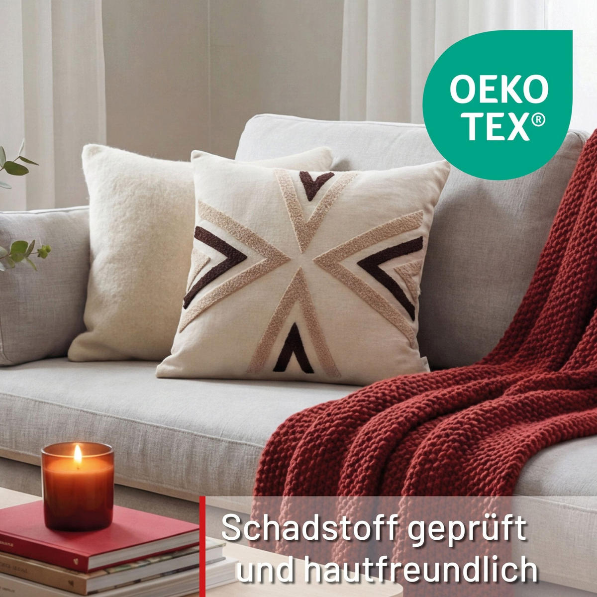 DEKOKISSEN Nordic Arrow Beige 45x45 cm mit Füllung - Beige/Multicolor, Textil (45/45cm) - Deco-Raum