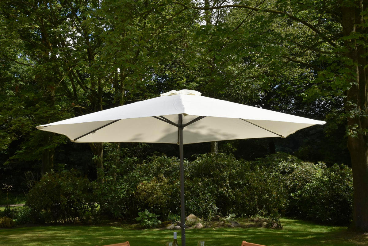 SONNENSCHIRM Thomas Ø 300cm 6 Streben Creme Gartenschirm - Creme, Kunststoff (300/300cm) - DELUKE