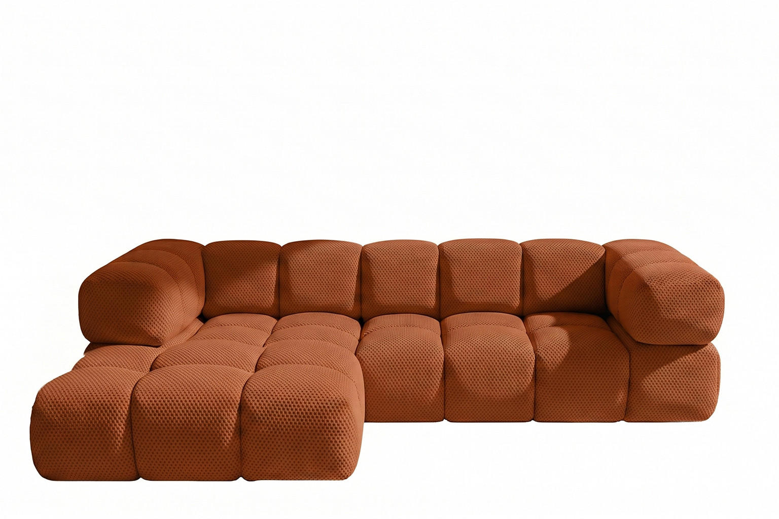 ECKSOFA L-FORM, Strukturierter Premiumstoff Sonic, Kupfer, Links, Averro - Orange, Holz (280/150cm) - Kaiser Möbel