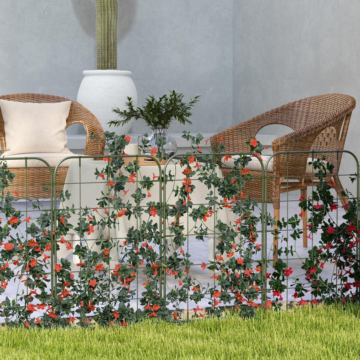 RANKHILFE, Pflanzenhalter, 6er-Set, Gartenspaliere für Kletterpflanzen, Stahl, Grün - Grün, Kunststoff/Metall (0.8/90/40cm) - Outsunny