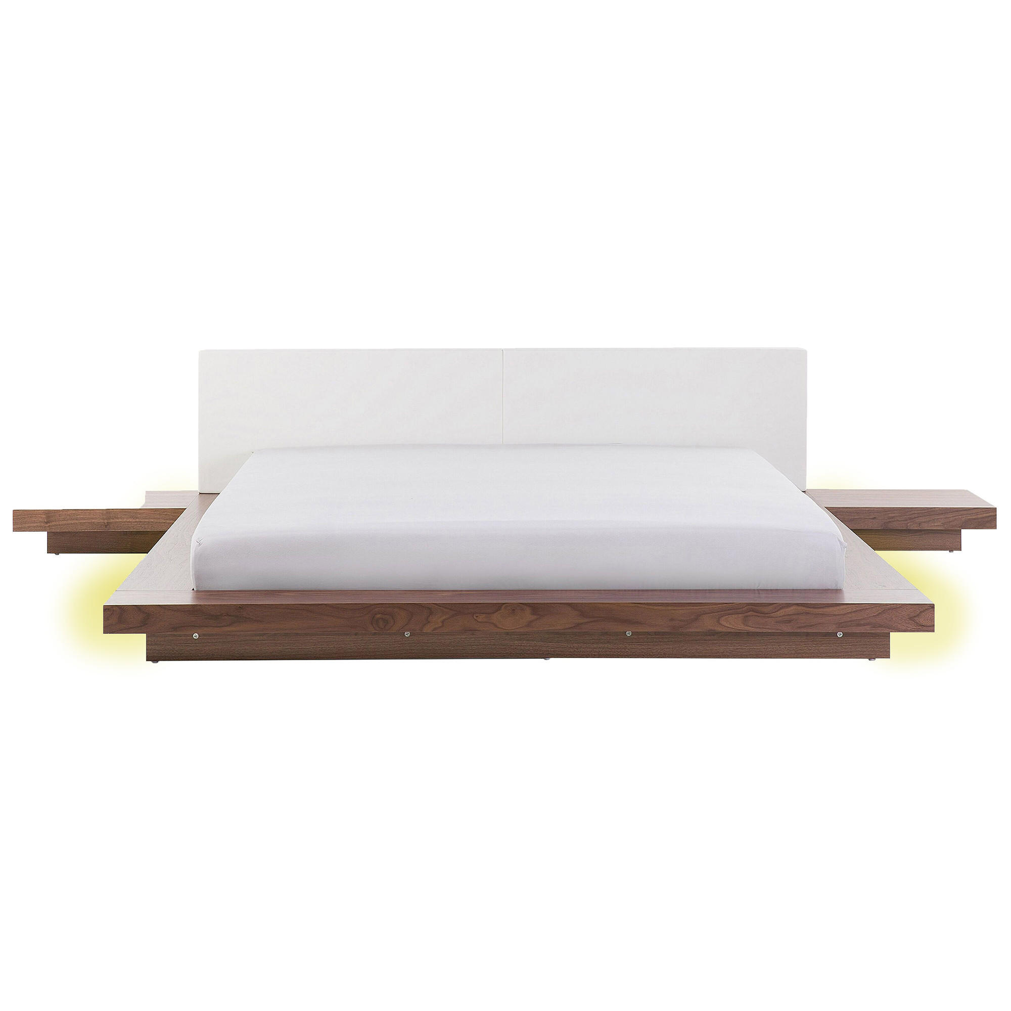 BETT mit LED 180x200 cm Heller Holzfarbton Zen - Hellbraun, Holzwerkstoff (180/200cm) - Beliani