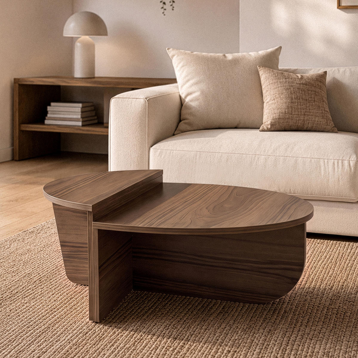 COUCHTISCH (2er-Set) orion 90/90/35 cm - Nussbaumfarben, Holzwerkstoff (9.5/90/35cm) - Calicosy