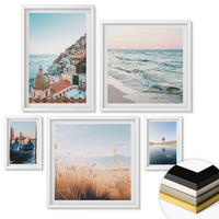 WANDBILDER 5er-Set - 50x50 cm & 20x30 cm & 40x60 cm Weißer Rahmen - Vögel im Flug, Himmel, Mond - Weiß, Kunststoff (40/60cm) - ArtPrintCave