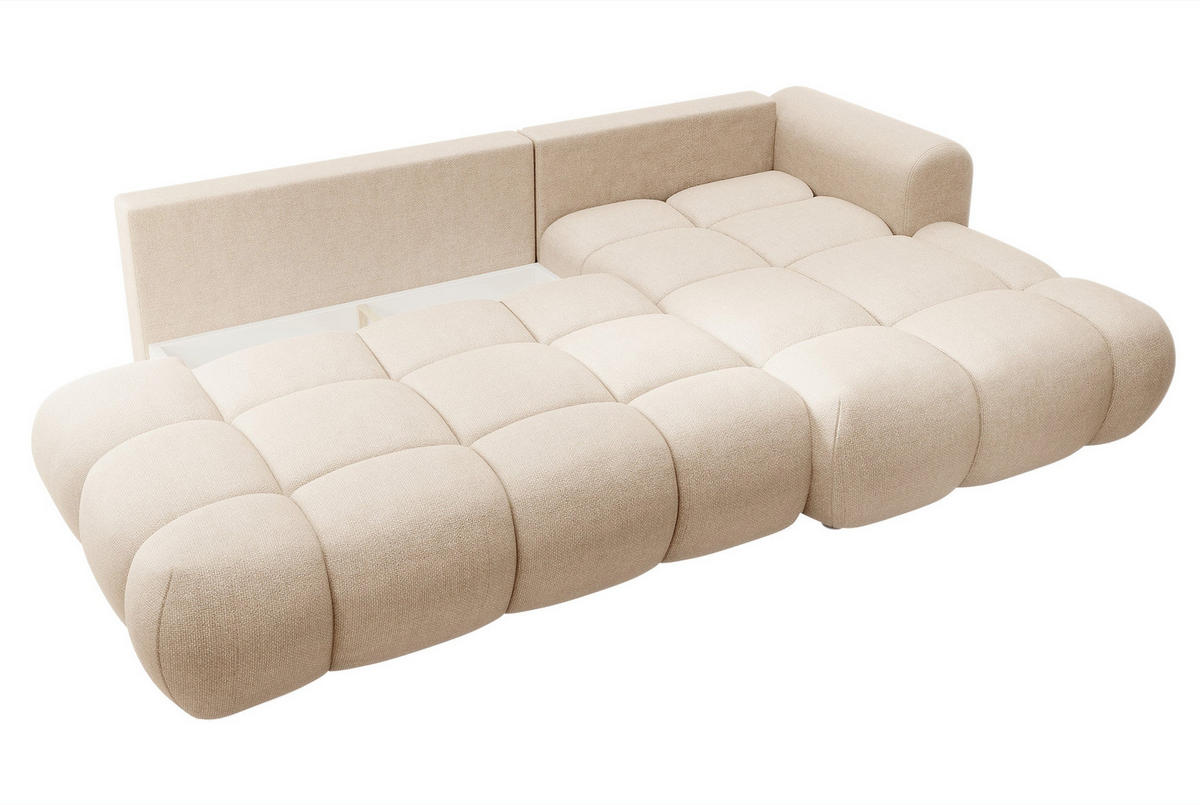 ECKSOFA Ombo Beige Chenille 280 cm - Beige/Schwarz, Kunststoff/Textil (284/167cm) - Selsey