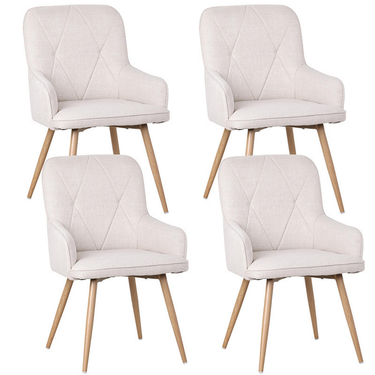 ARMLEHNSTUHL-SET 4 Stück in Stoff(YZ3) - Beige, Textil (57/87/62cm) - HOMAVO