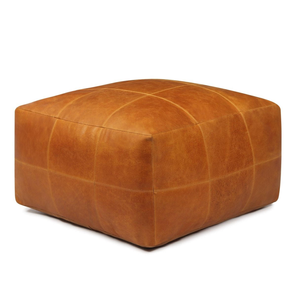 POUF 75/75/45 cm Echtleder Cognacbraun - Braun, Leder (75/45/75cm) - Furnhouse