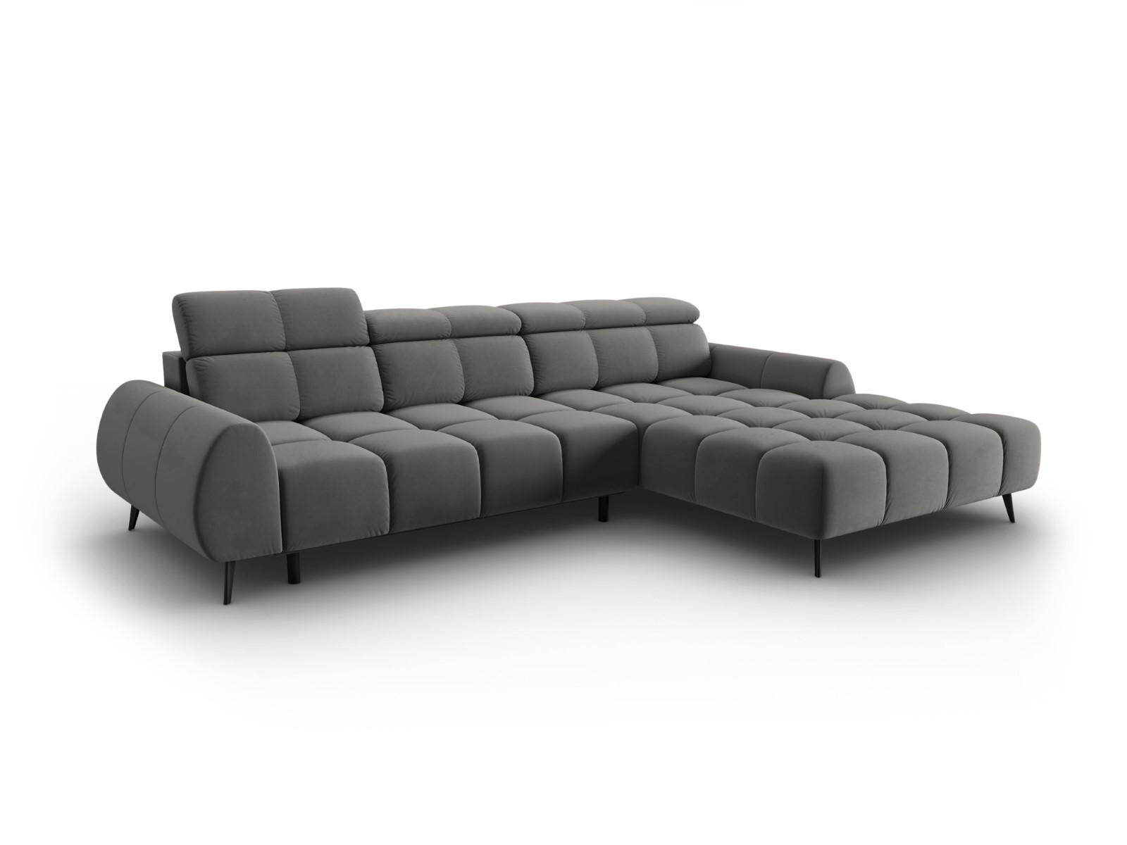 ELEKTRISCHES-ECKSOFA rechts Alyse aus Samt hellgrau 5 Sitzplätze - Hellgrau, Textil (188/295cm) - Micadoni