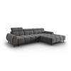 ELEKTRISCHES-ECKSOFA rechts Alyse aus Samt hellgrau 5 Sitzplätze - Hellgrau, Textil (188/295cm) - Micadoni