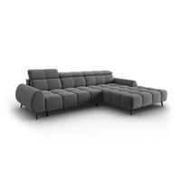 ELEKTRISCHES-ECKSOFA rechts Alyse aus Samt hellgrau 5 Sitzplätze - Hellgrau, Textil (188/295cm) - Micadoni