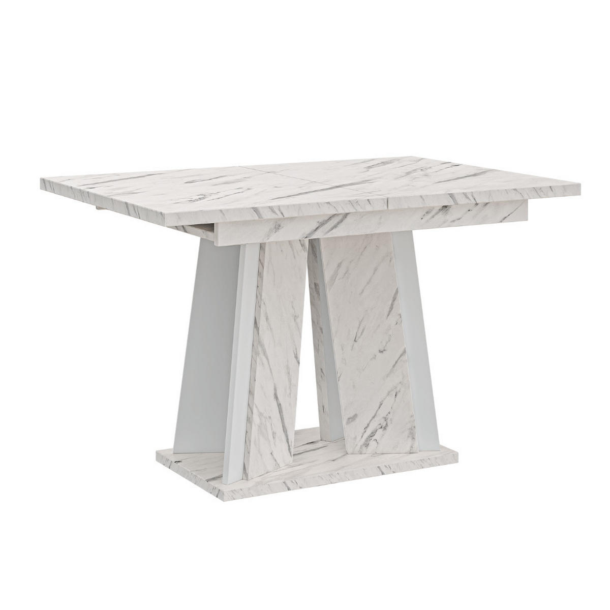 ESSTISCH Ausziehbar 120 - 160 cm Weiß Marmoroptik - Weiß, Holzwerkstoff (120/80/75cm) - PROSPERO