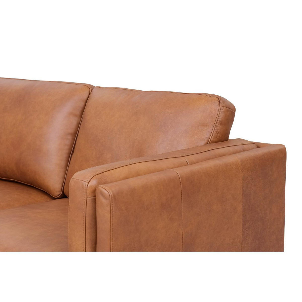 ZWEISITZER-SOFA Echtleder Cognac Braun - Schwarz/Braun, Leder/Metall (157/83/88cm) - Furnhouse