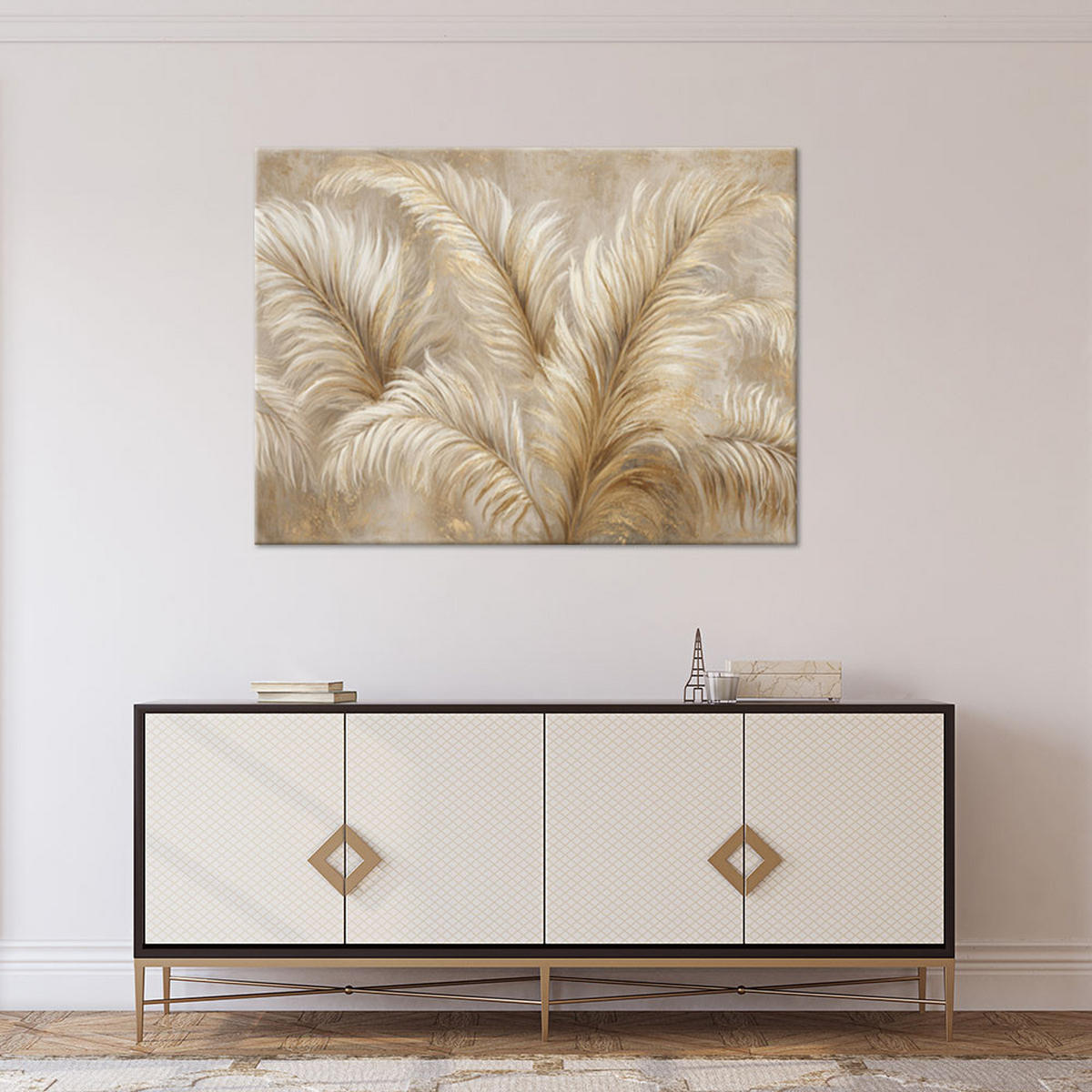 BILD auf Leinwand, Flauschiges Pampasgras in einer eleganten natürlichen Umgebung - Beige, Textil (60/40cm) - Feeby
