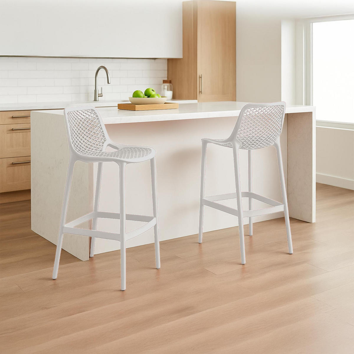 BARHOCKER 2er Set Kunststoff Weiß - Weiß, Kunststoff (45/105/53cm) - CLP