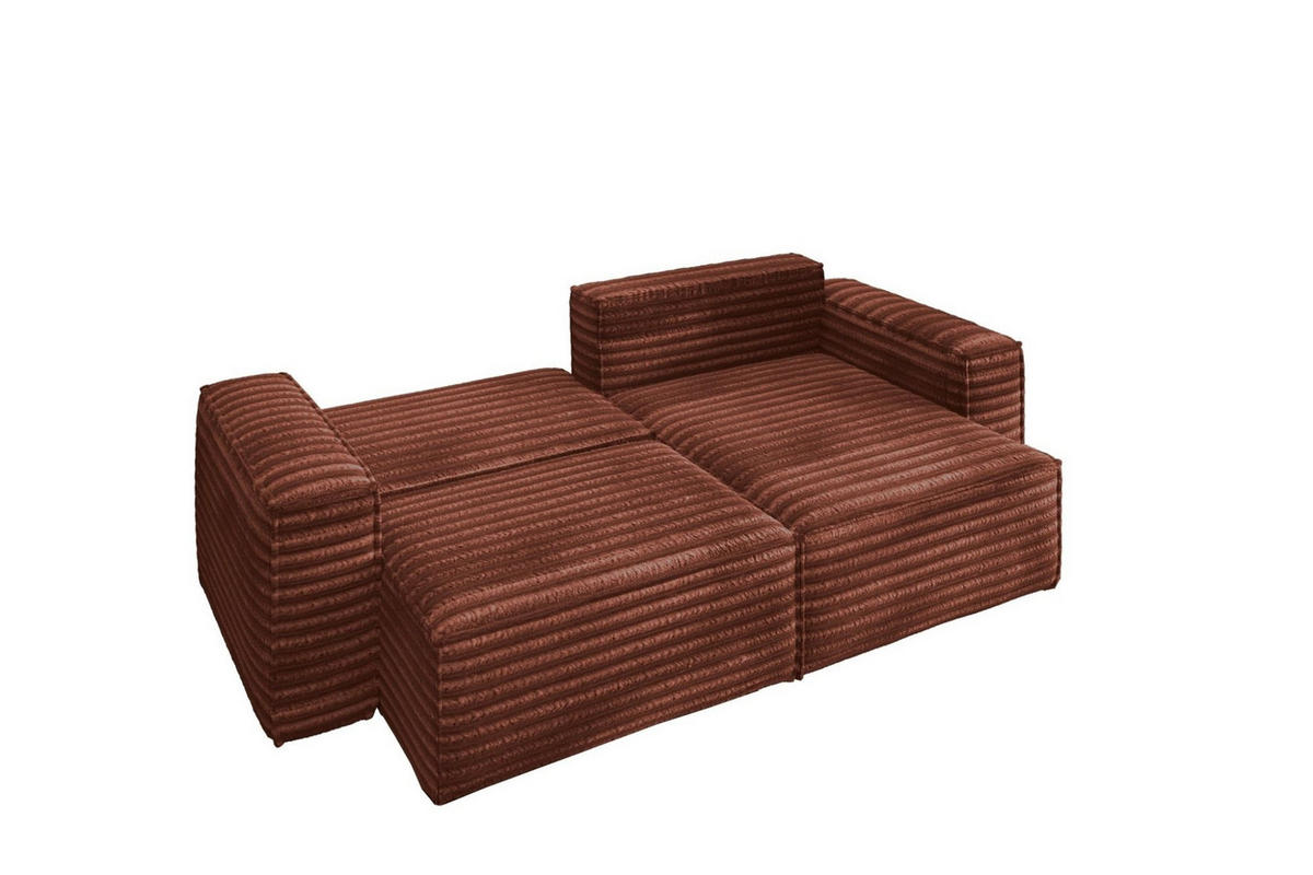 ECKSOFA Schlafsofa Madlen - Rotbraun, Holzwerkstoff/Textil (248/140cm) - Fun Möbel