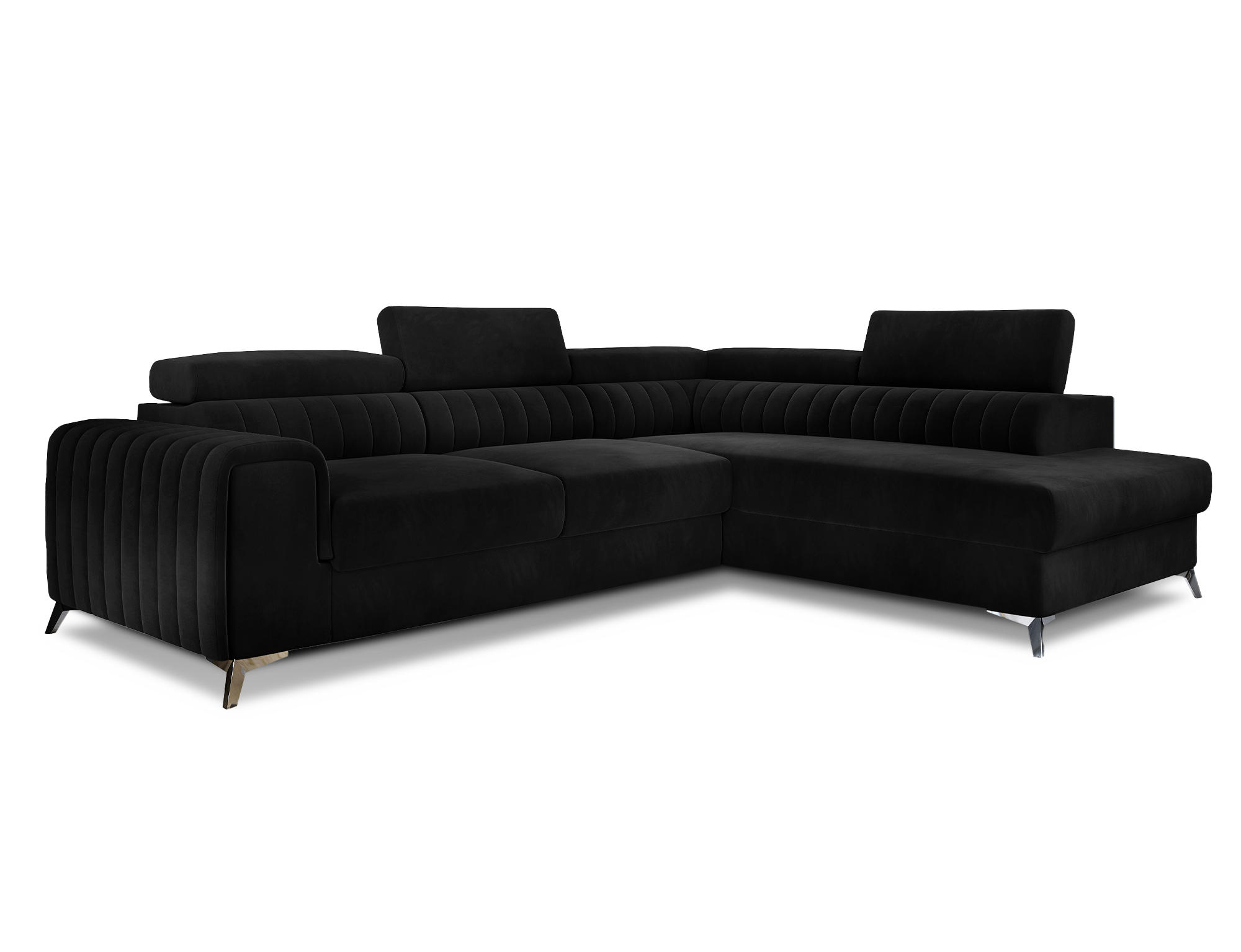 ECKSOFA Laurence mit Schlaffunktion & Bettkasten – 278 x 205 cm, verstellbare Kopfstützen - Schwarz, Kunststoff (278/205cm) - Wohnideebilder
