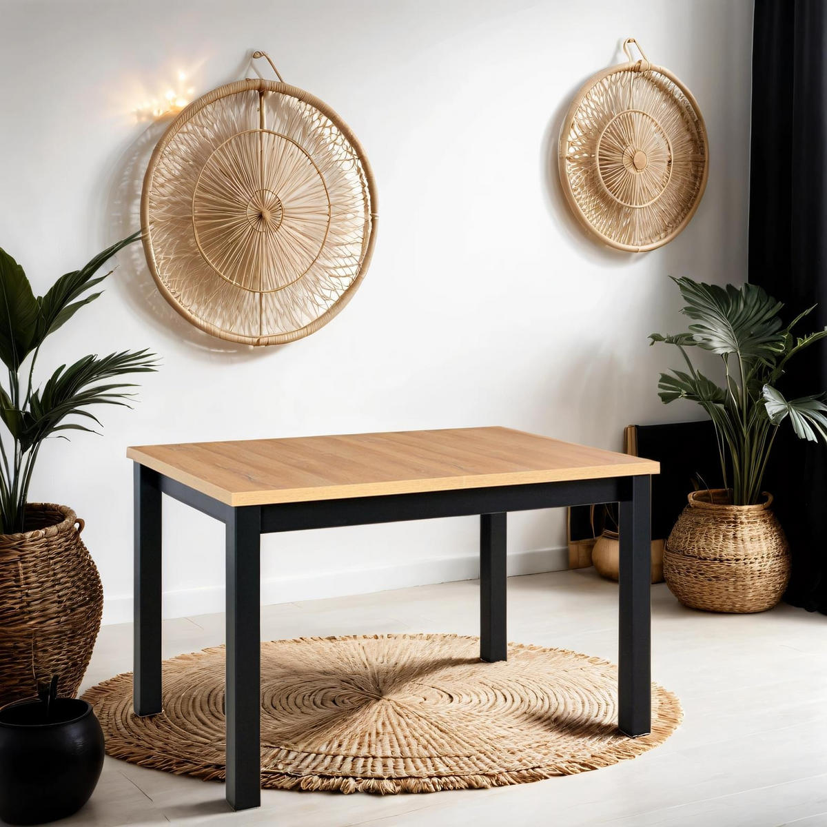 TISCH Max V Grandson Eiche, Klapptisch mit Schwarz Beine - Eichefarben/Schwarz, Holz/Holzwerkstoff (120/80/78cm) - Bettso