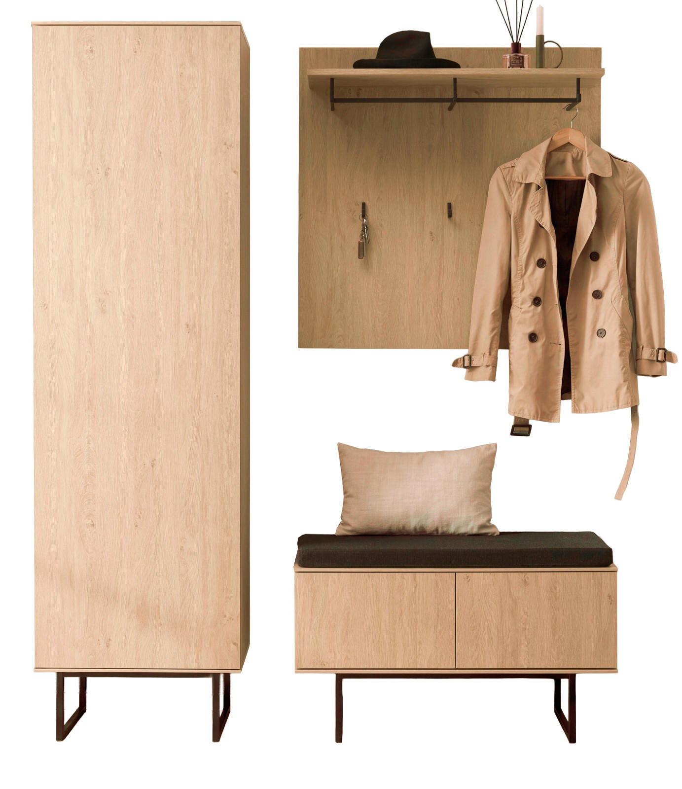 Furn.Design Garderobe-Set Eiche 158x200x40 cm
