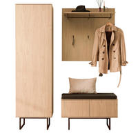 GARDEROBE-SET Stone Eiche 4-teilig 158 cm, Set mit viel Stauraum - Eichefarben/Schwarz, Holzwerkstoff/Metall (158/200/40cm) - Furn.Design